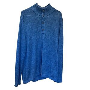 Banana Republic Italian 100% Linen Button Turtleneck Knit Sweater LG #776